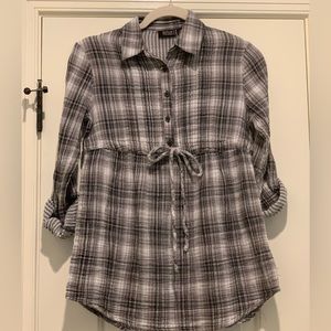a.n.a.|Petite Small Black & White Plaid Tunic